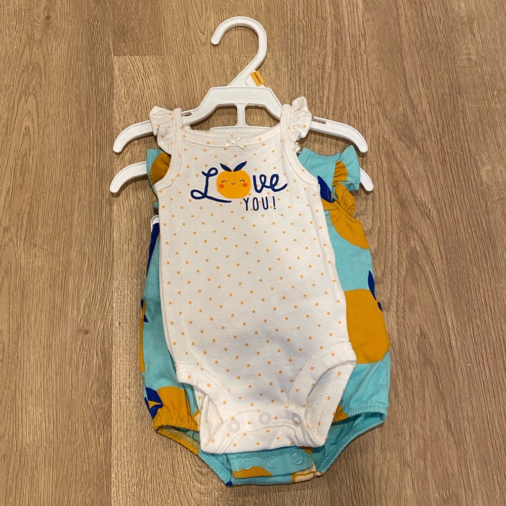 Carter’s Newborn Baby Girl Orange Love You Onesies and Bloomer with Ruffles